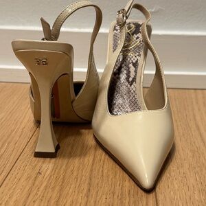 Sam Edelman Odette Cream Patent Leather Slingback Heels